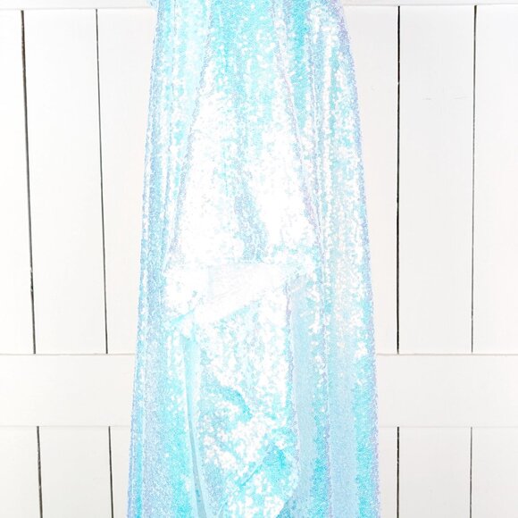 Iridescent blue sequins kimono caftan cover up tunic dress - Picture 4 of 8